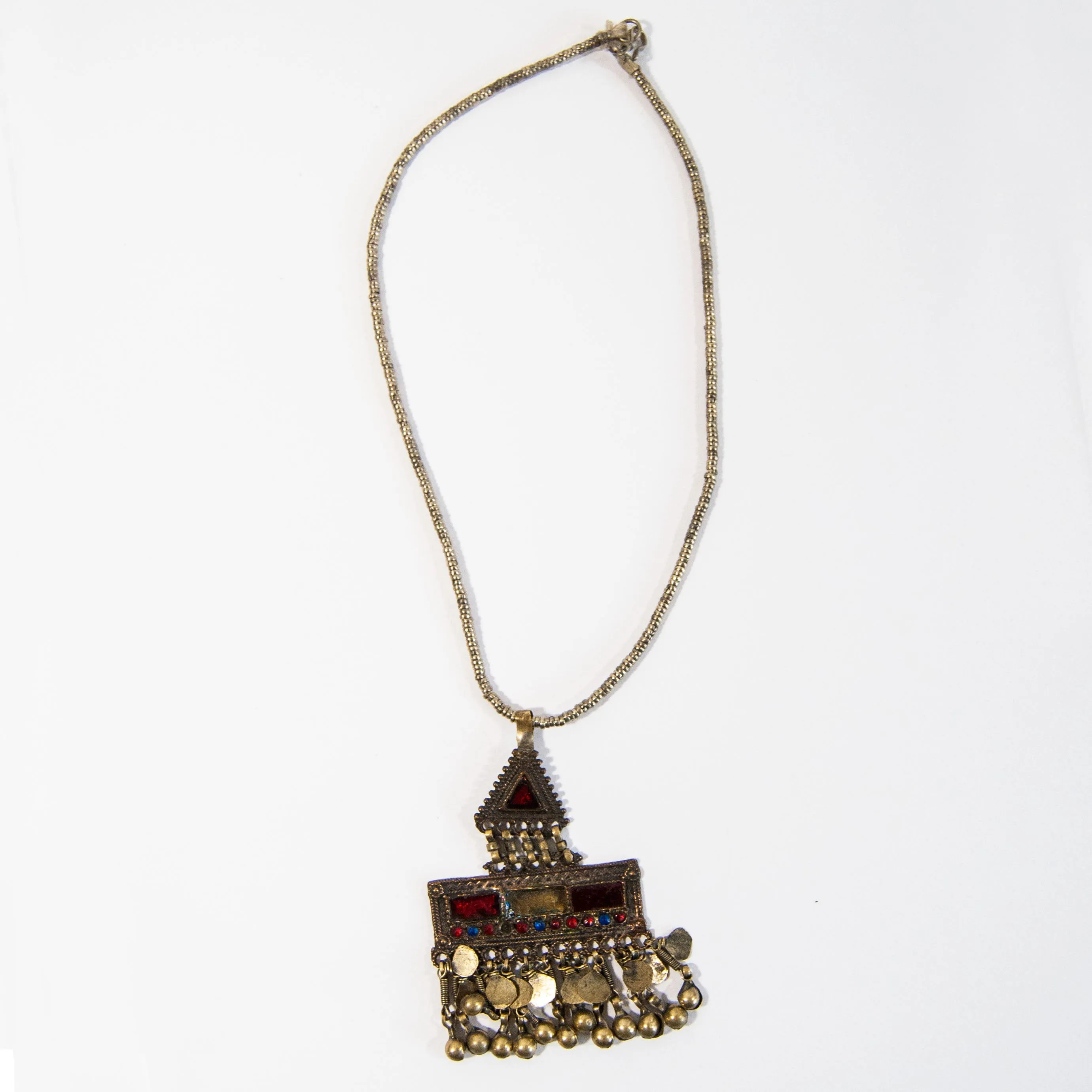 00's Geometric and Beaded Fringe Necklace