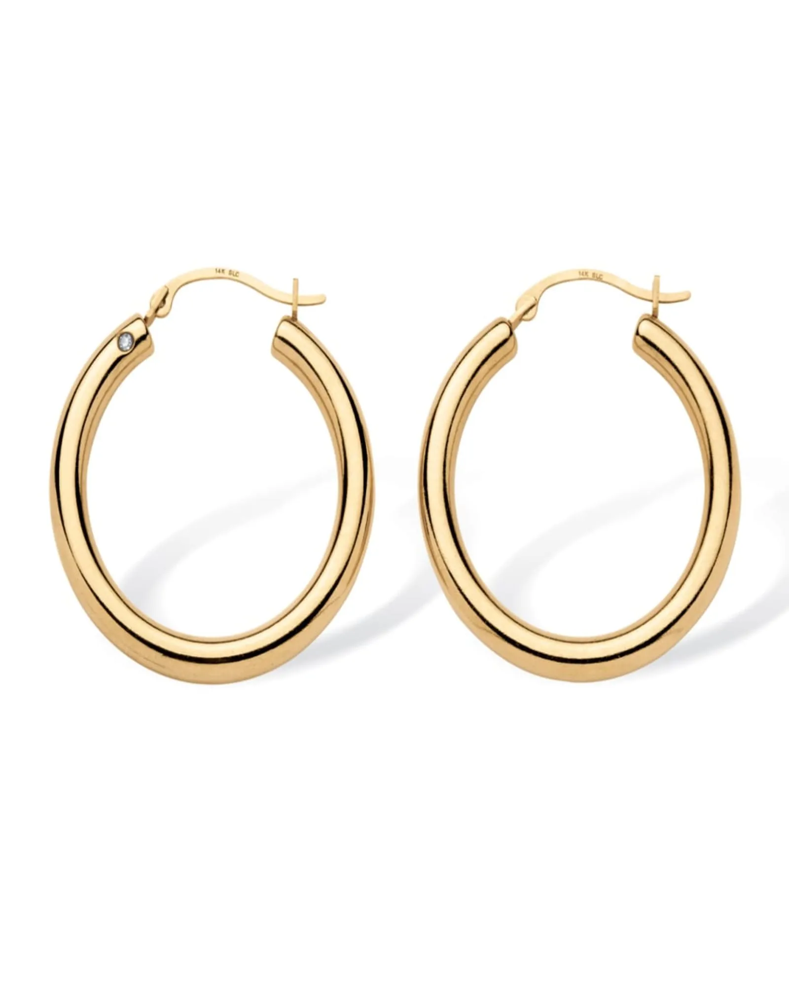 14k Gold Ultra-Lightweight Nano Diamond Resin Filled Hoop Earrings (1 7/8") | Yellow