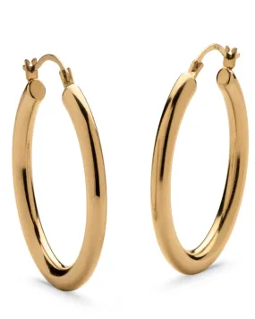 14k Gold Ultra-Lightweight Nano Diamond Resin Filled Hoop Earrings (1 7/8") | Yellow