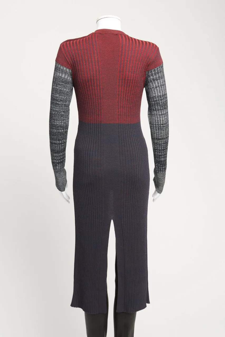 2019 Red and Grey Ribbed Split Hem Preowned Top