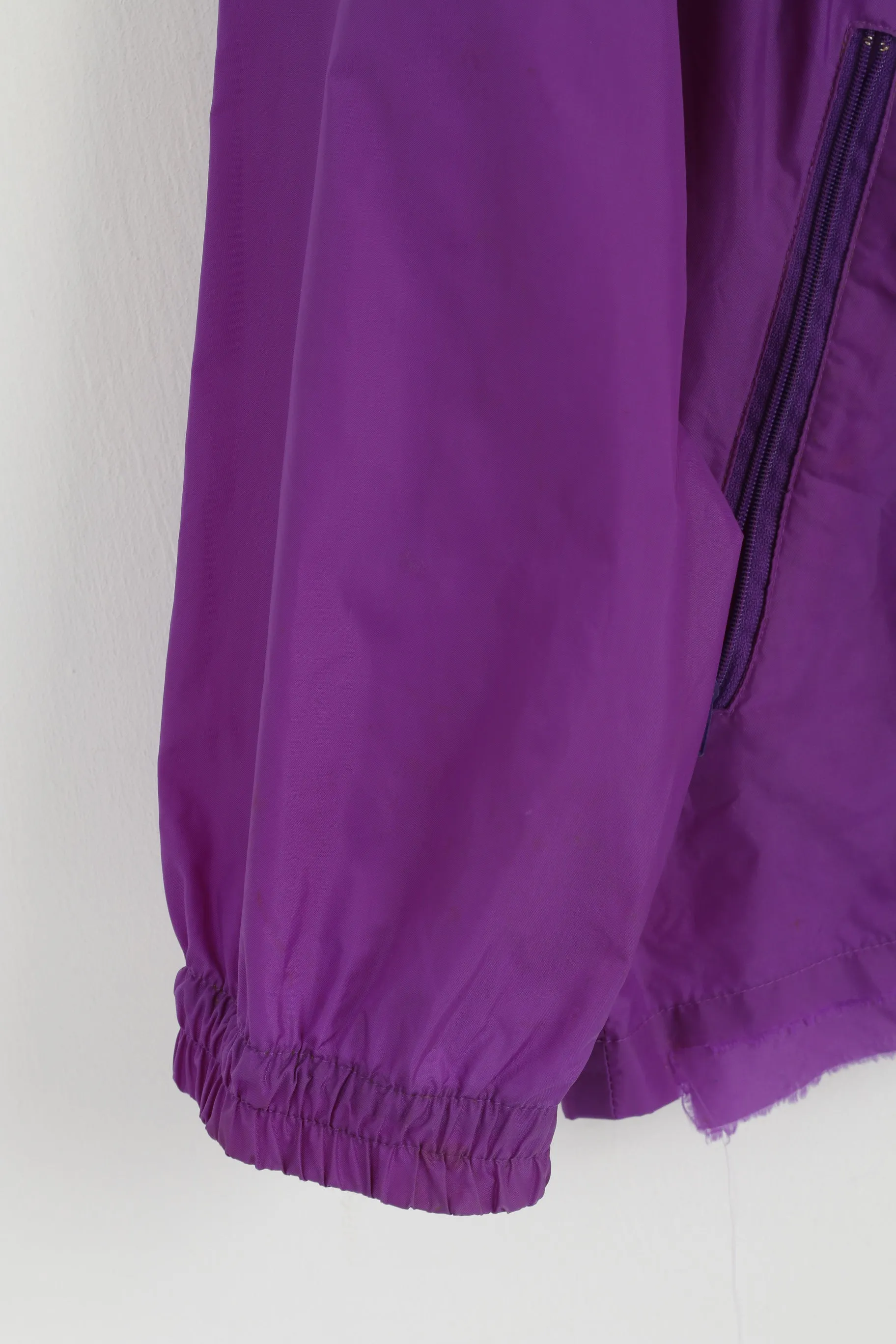 Active Men L Rain Jacket Purple Pullover Nylon Waterproof Retro Hidden Hood Top