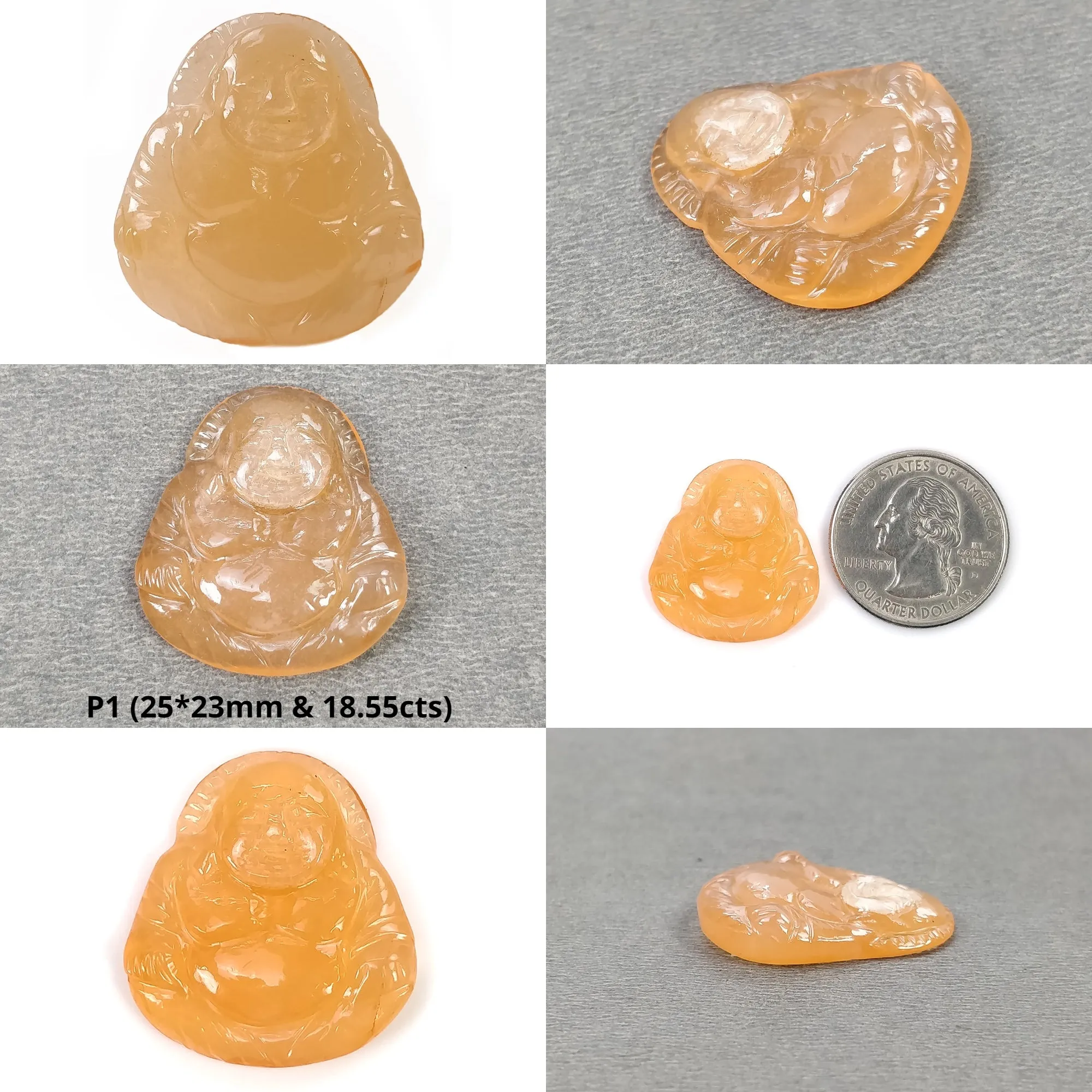 Agate Gemstone Carving : Natural Untreated Unheated Orange Agate Hand Carved LAUGHING BUDDHA