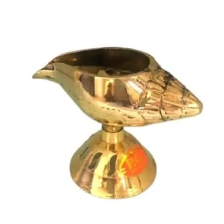 Akhand jyot diya brass shankh deepak with stand oil lamp