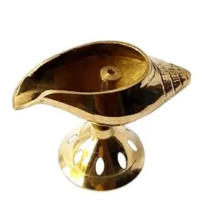 Akhand jyot diya brass shankh deepak with stand oil lamp