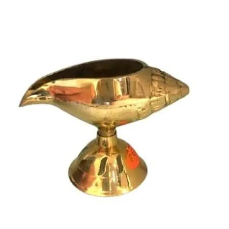 Akhand jyot diya brass shankh deepak with stand oil lamp