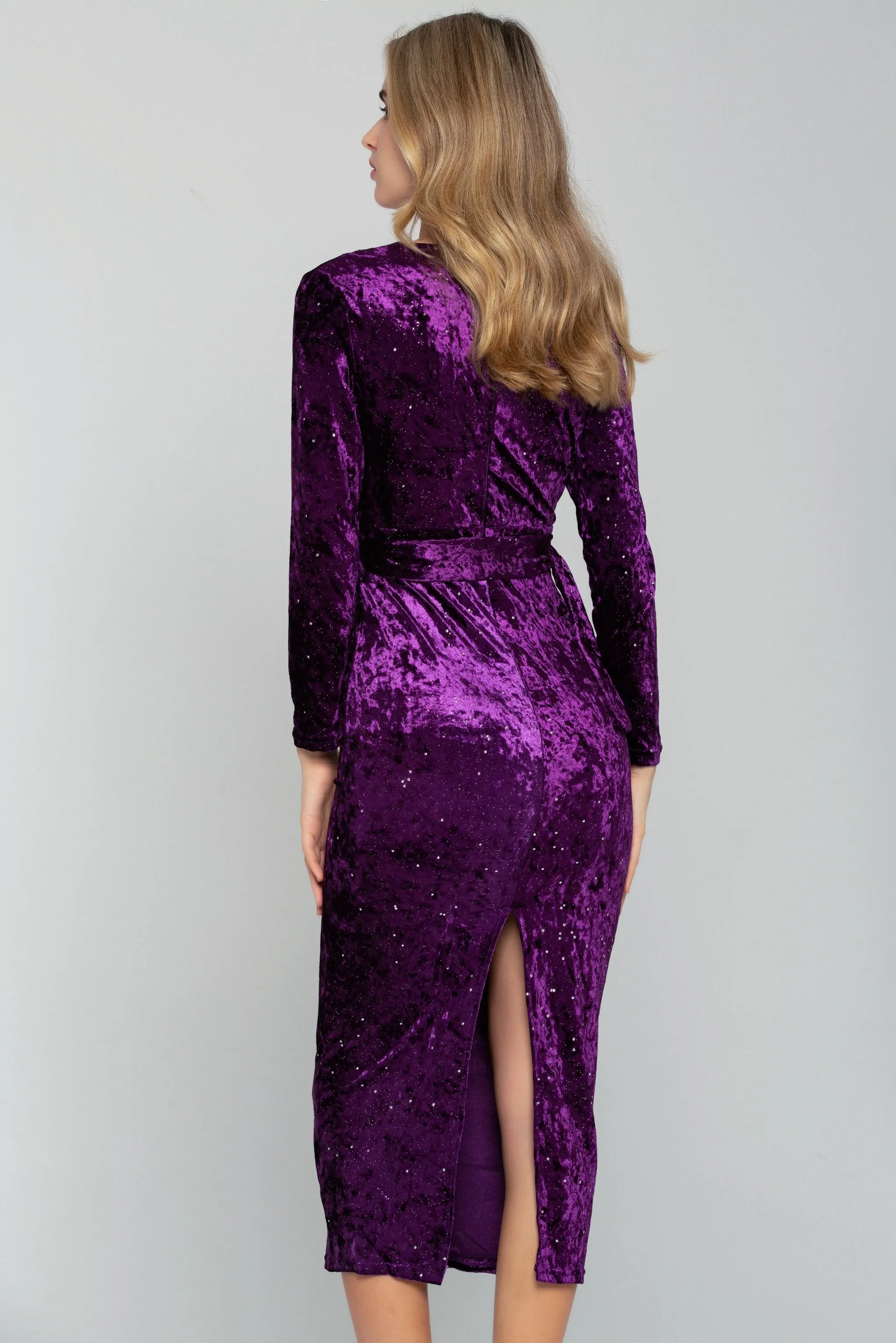 Amethyst Purple Midi Dress with Belt