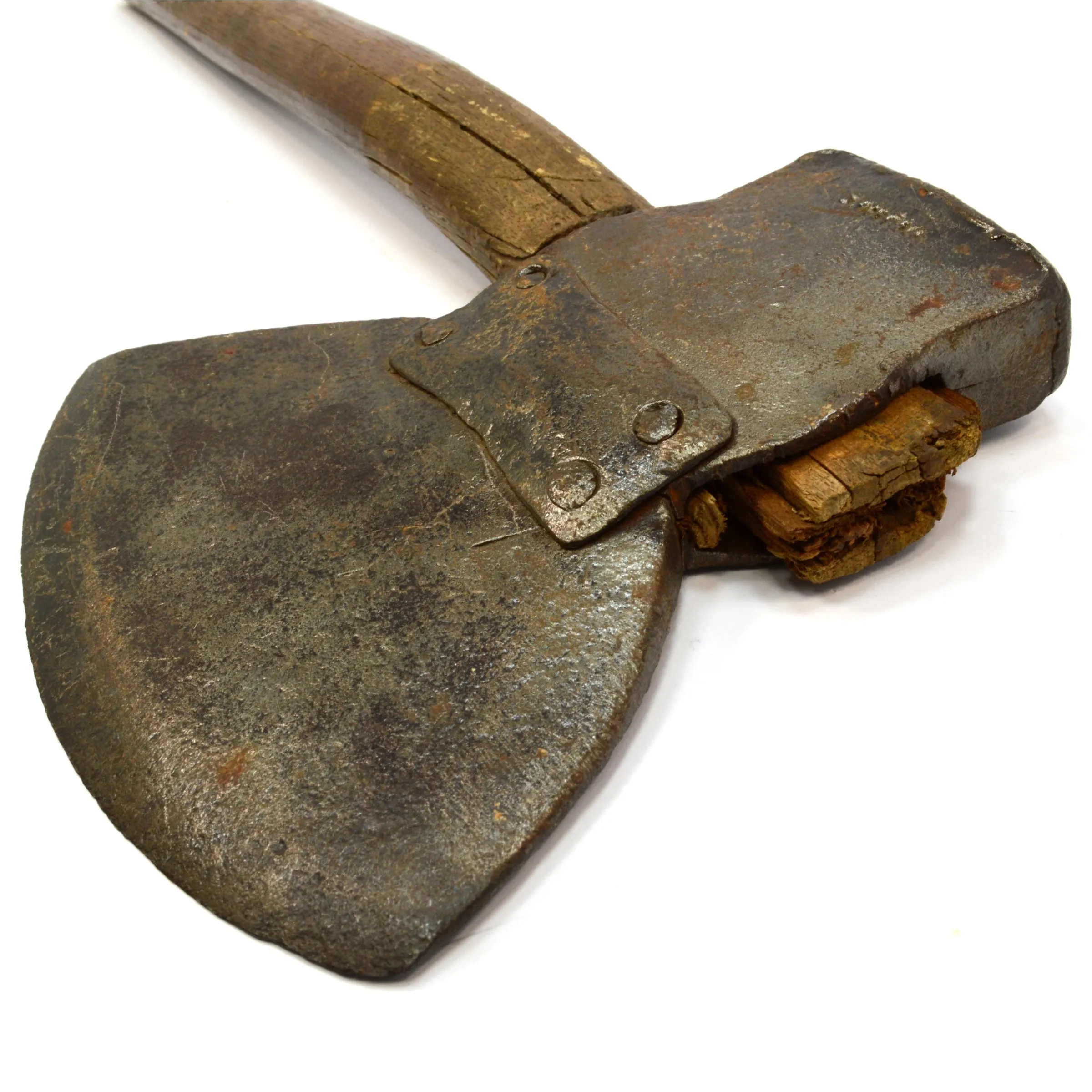 Antique HEWING BROAD AXE by "J. HICKS" Yankee/NY Pattern UNIQUE REPAIR JOB Rare!