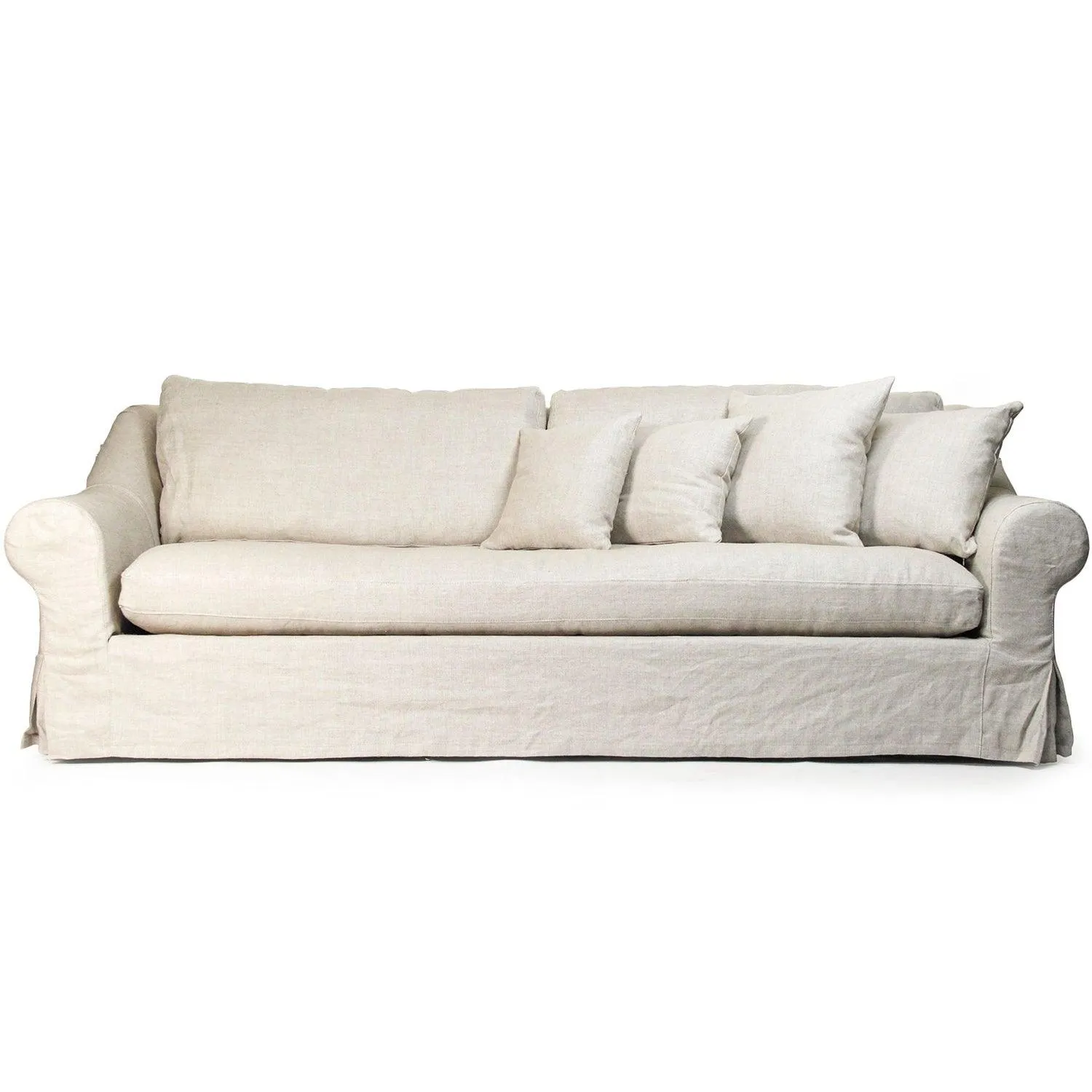 Antique Linen Cabriole Arm Sofa