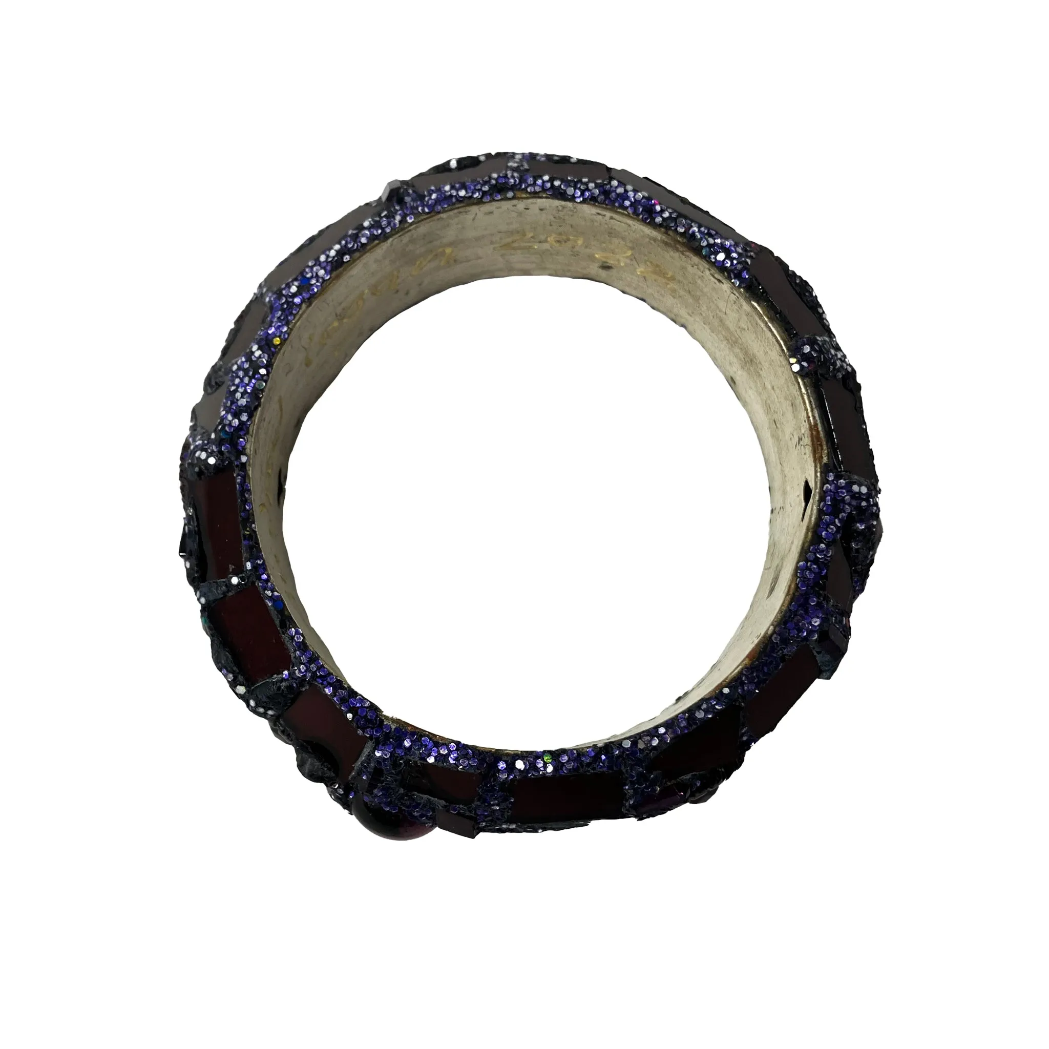 AUBERGINE BANGLE WITH PINK FLOWERS, 2022