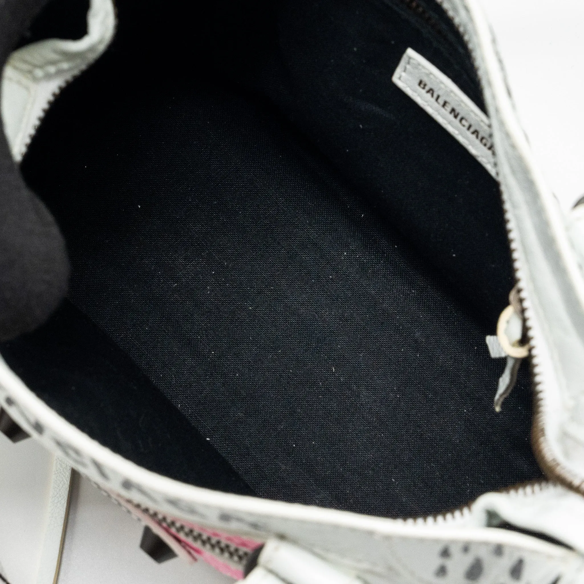 Balenciaga City Graffiti Classic Studs bag leather white / pink/ black with black hardware