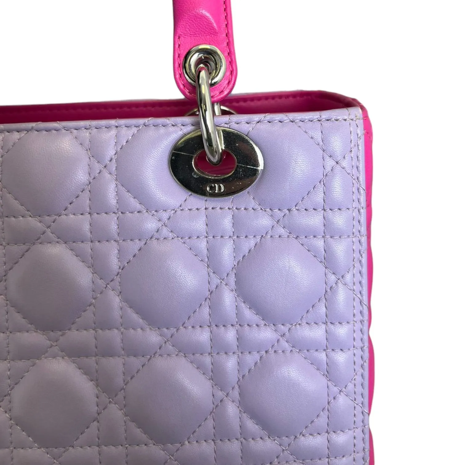 Bi-Color Lady Dior Medium Lambskin Purple Pink SHW