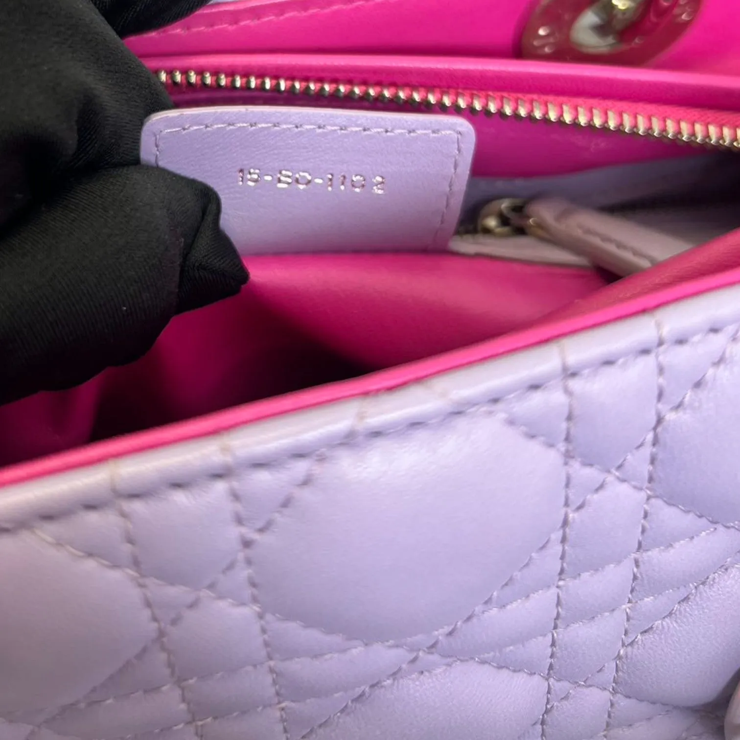 Bi-Color Lady Dior Medium Lambskin Purple Pink SHW