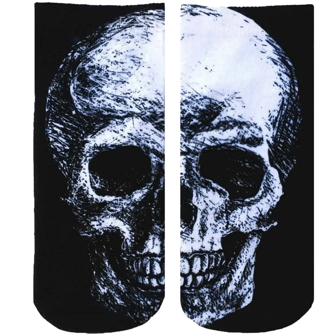Black and White Skull Unisex Ankle Socks