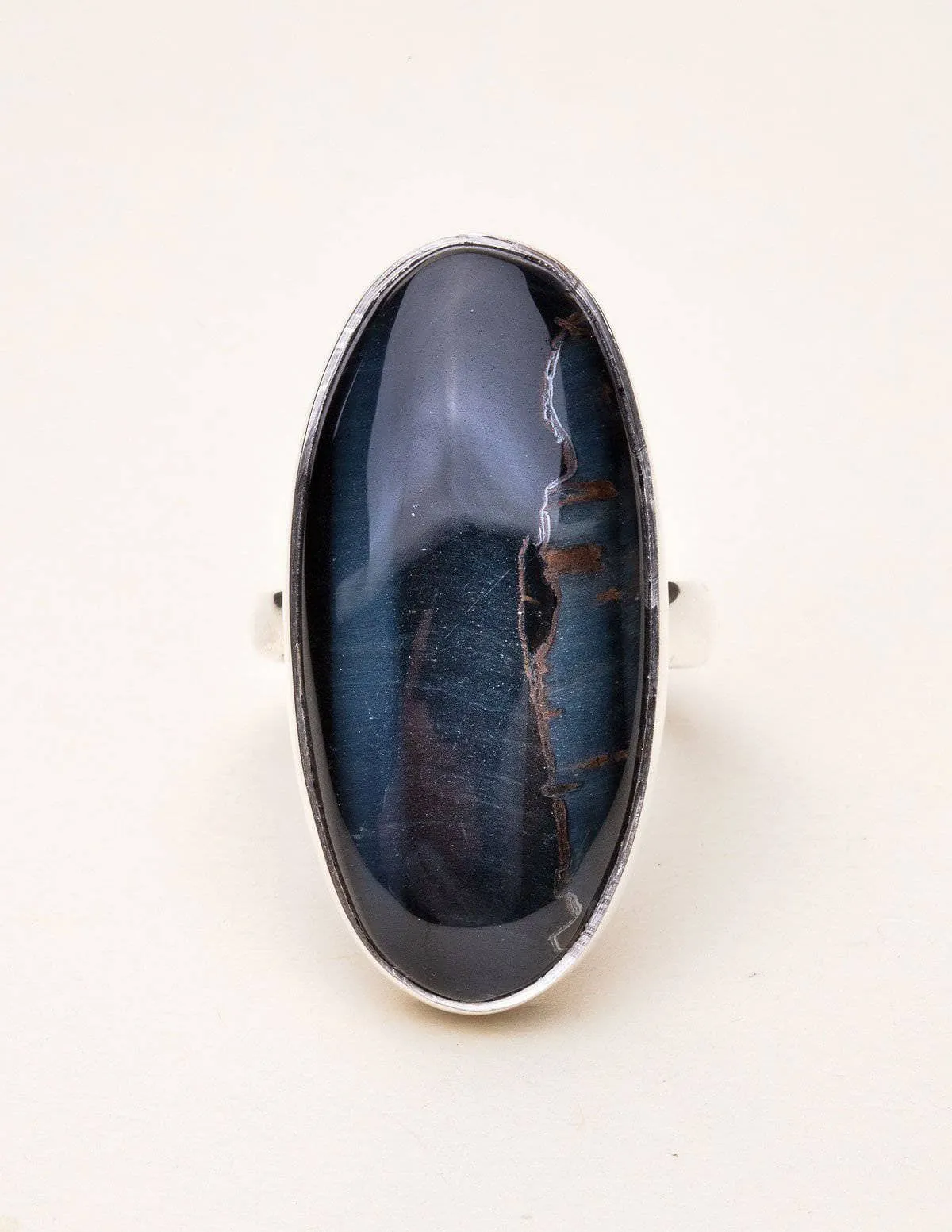 Blue Tiger's Eye Ring - Adjustable