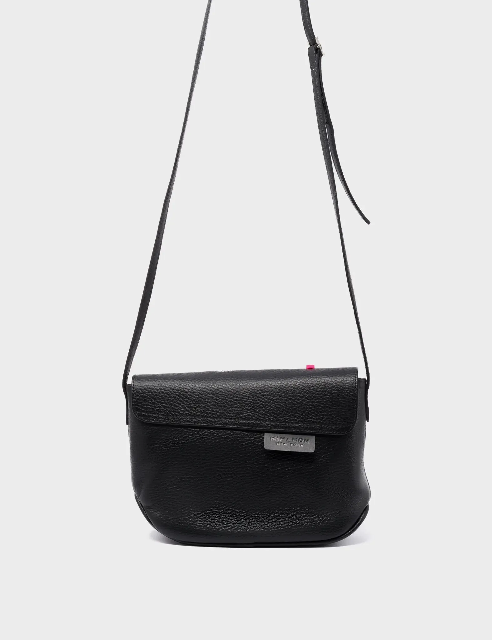Bruno Mini Crossbody Black Leather Bag - Urban Doodles Applique