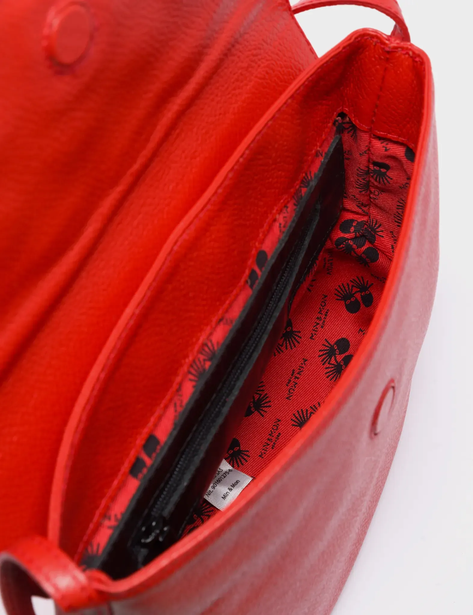Bruno Mini Crossbody Red Leather Bag - All Over Eyes Embroidery