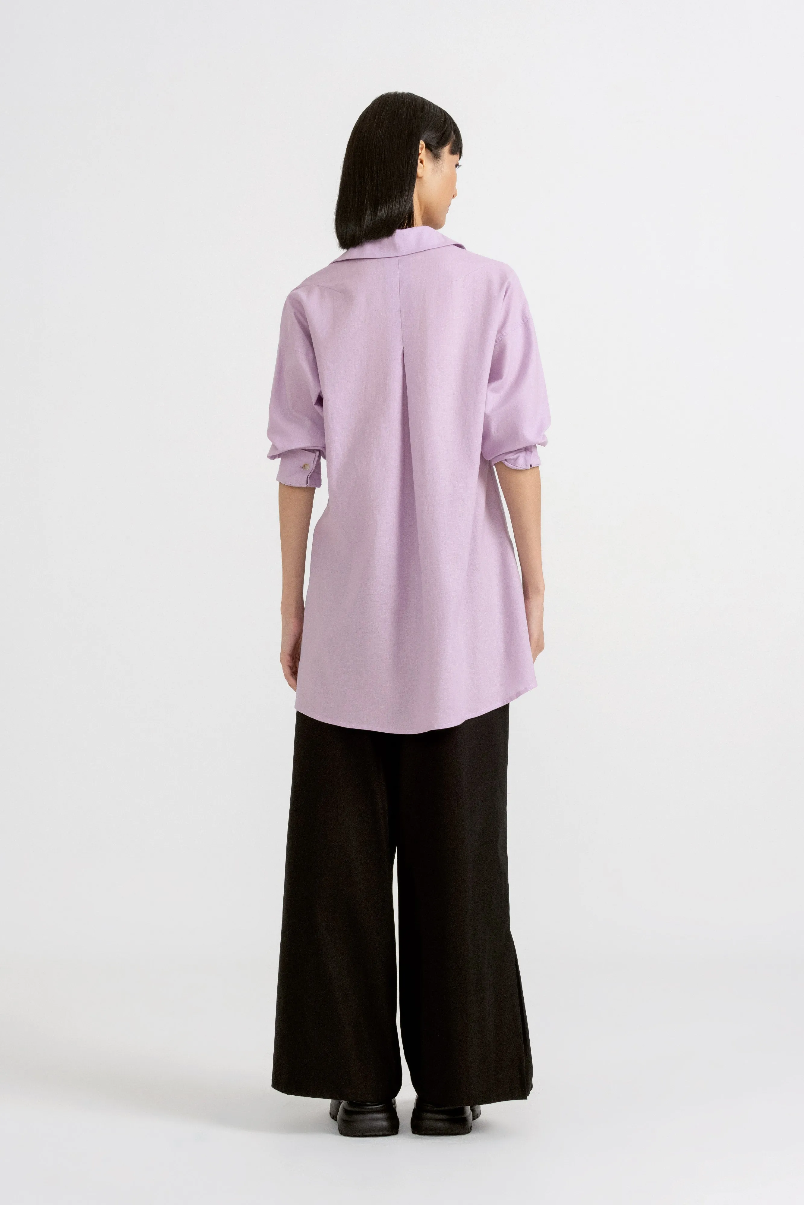 Byron Relaxed Linen Blend Shirt in Light Purple