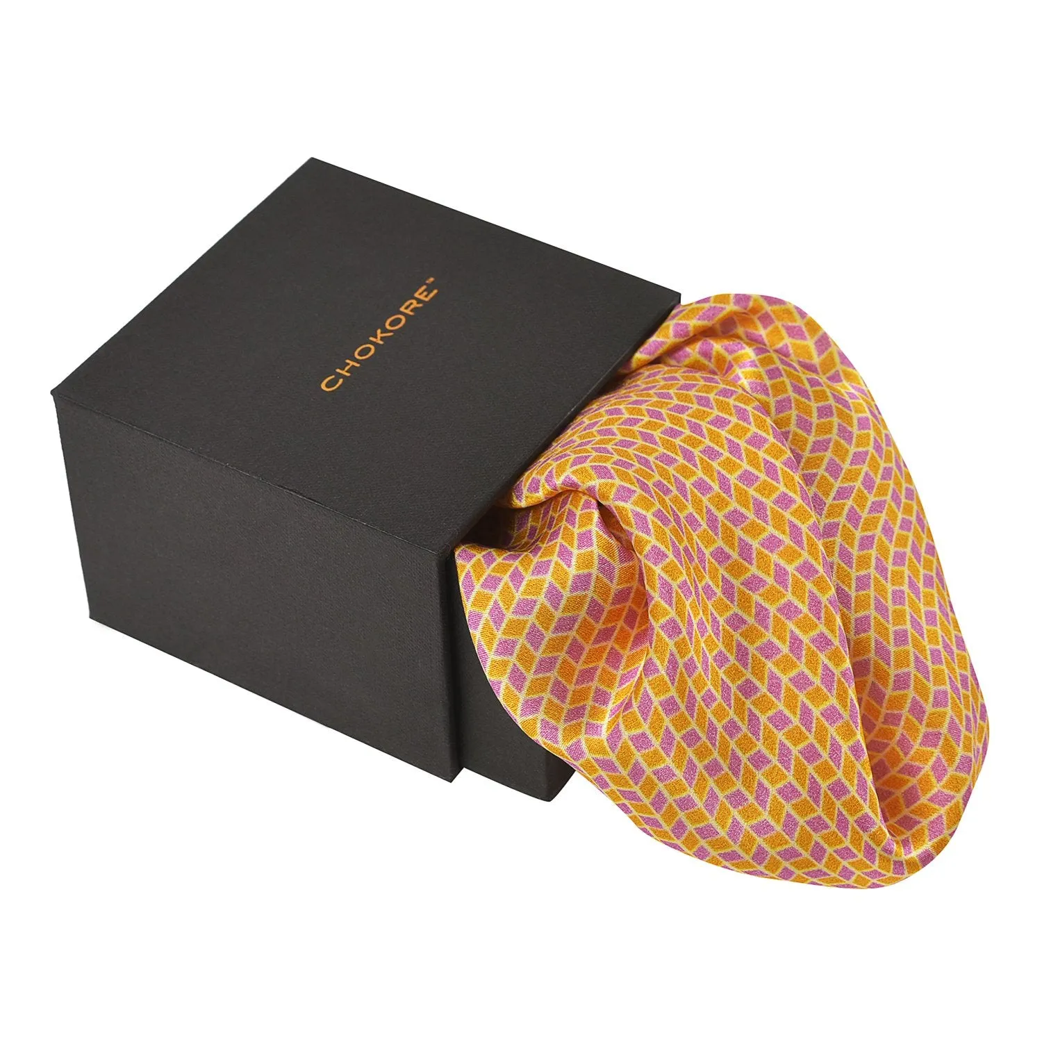 Chokore 2-in-1 Gold & Purple Silk Pocket Square - Indian At Heart line