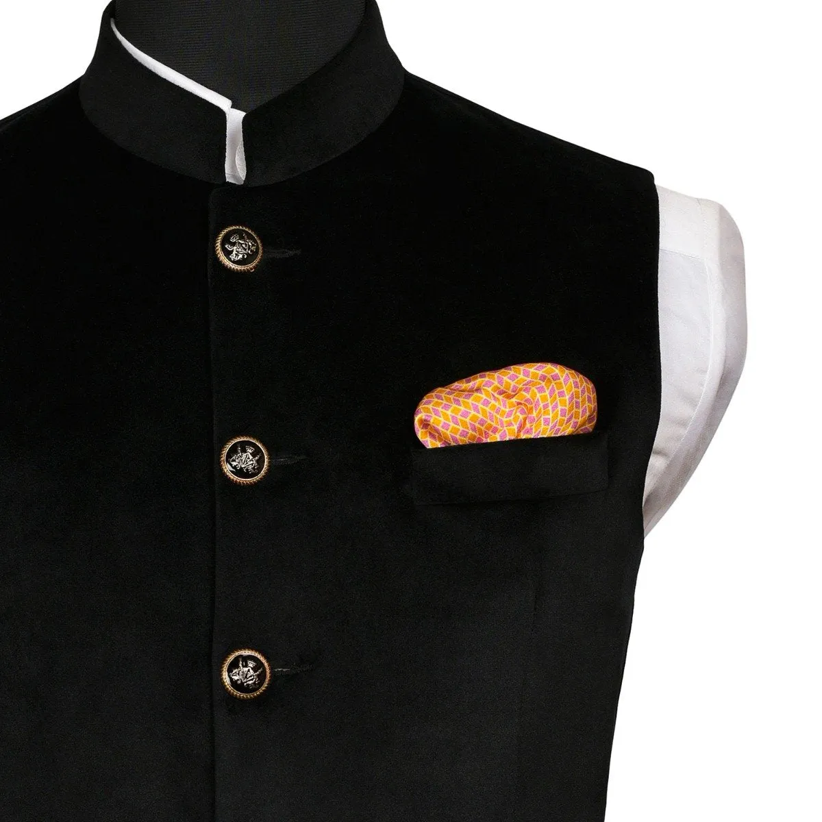 Chokore 2-in-1 Gold & Purple Silk Pocket Square - Indian At Heart line