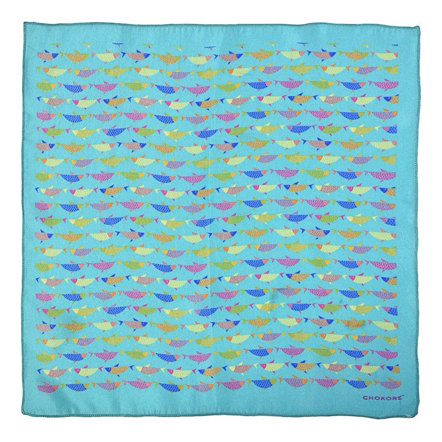 Chokore Multi-coloured Fishes Silk Pocket Square from the Wildlife range