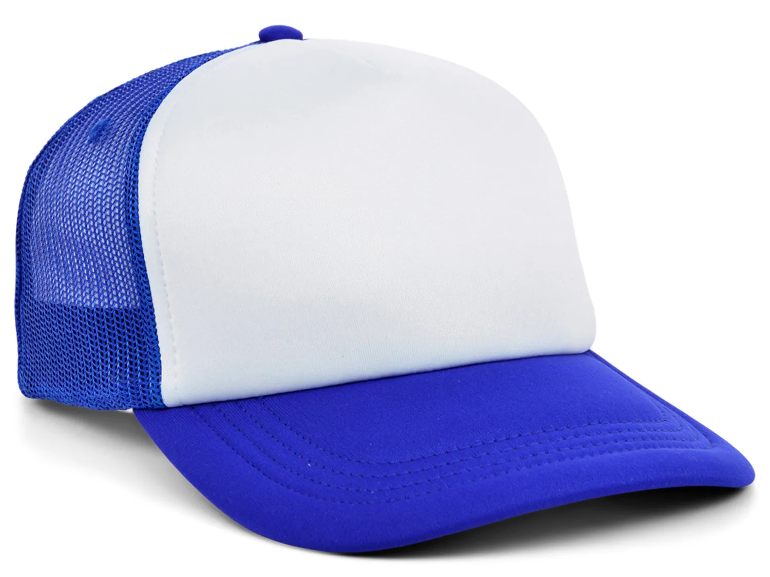 Crowns By Lids Screen Foam Trucker Cap - White/Royal Blue