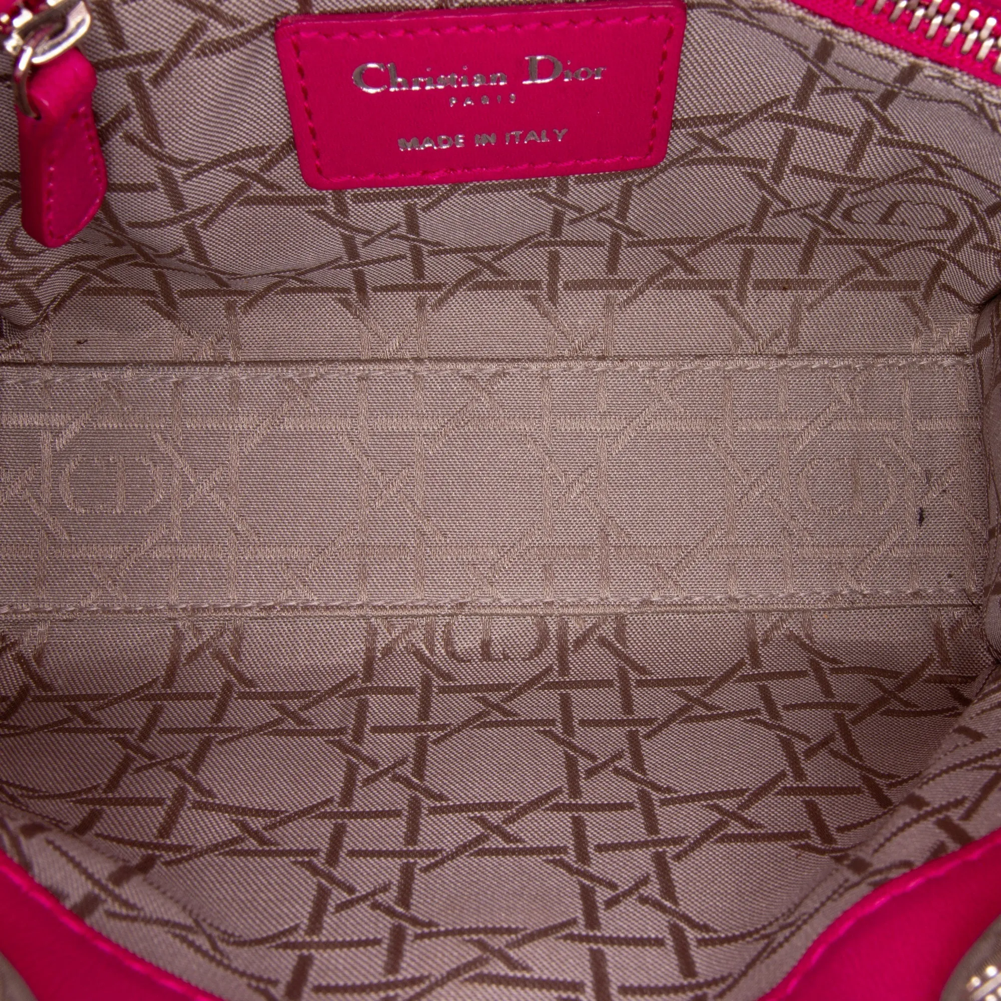 Dior Lady Dior Mini Pink Cannage Lambskin Silver