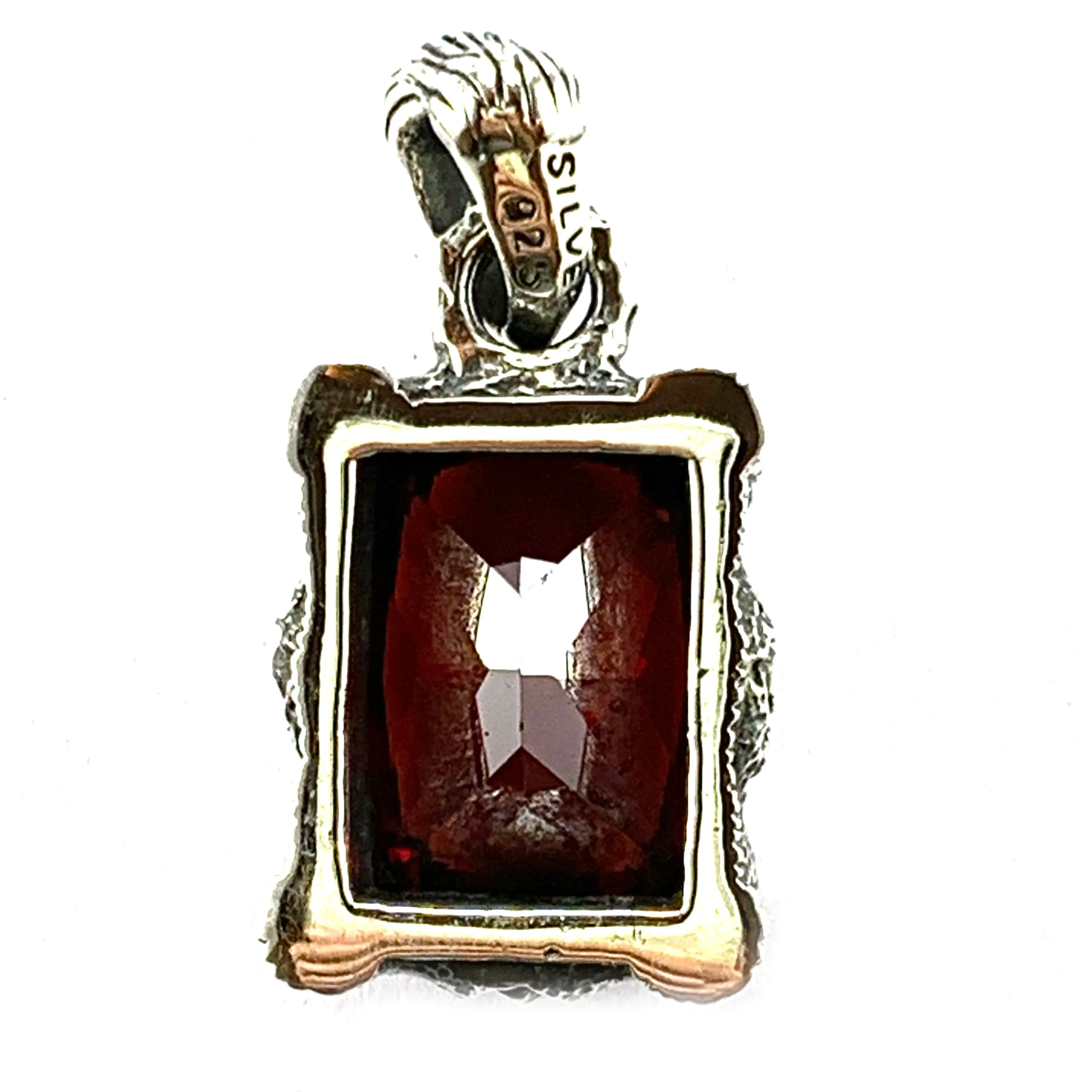 Dragon claw silver pendant with red CZ