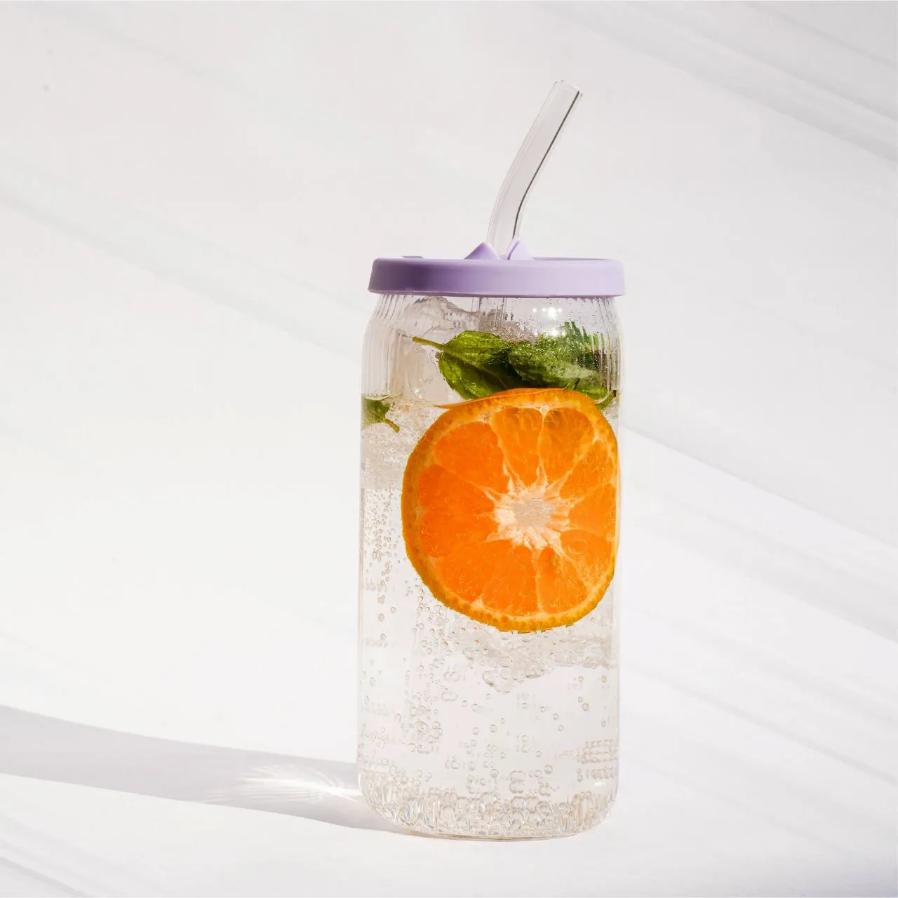 Eco-Friendly Glass Jar with Silicone Lid & Glass Straw