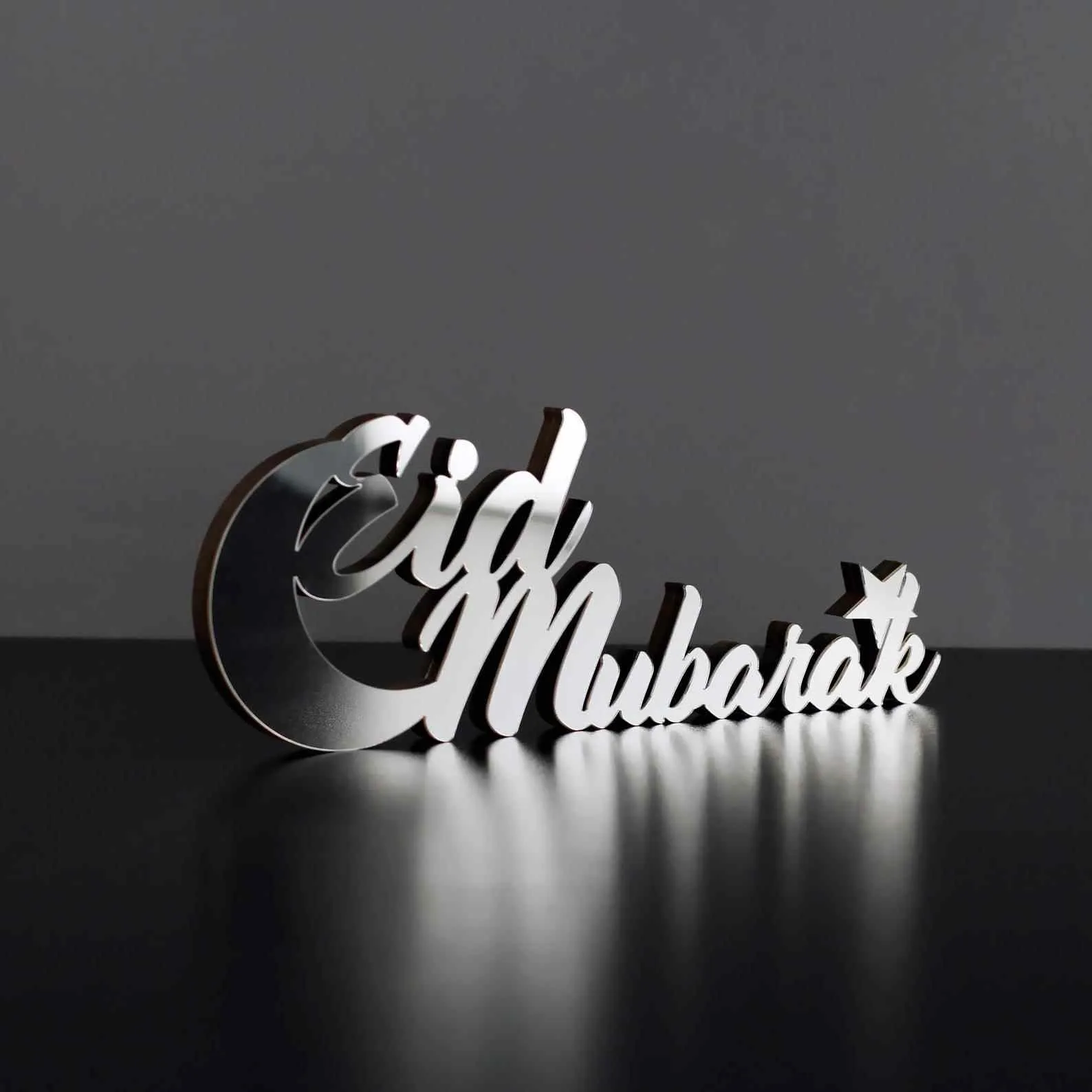 Eid Mubarak Lunate Wooden Islamic Gift Tabletop Decor