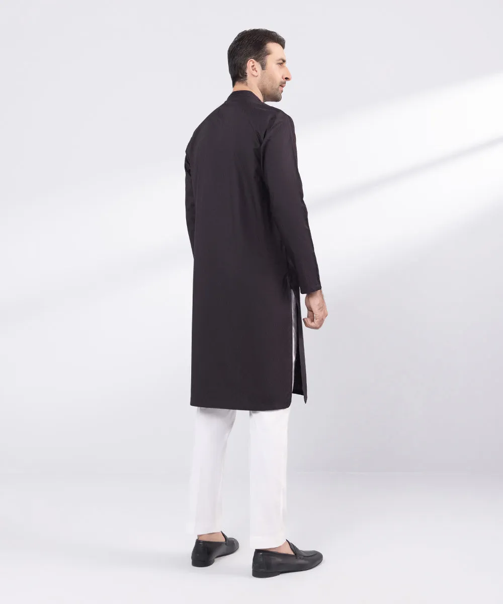 Embroidered Cotton Jacquard Kurta