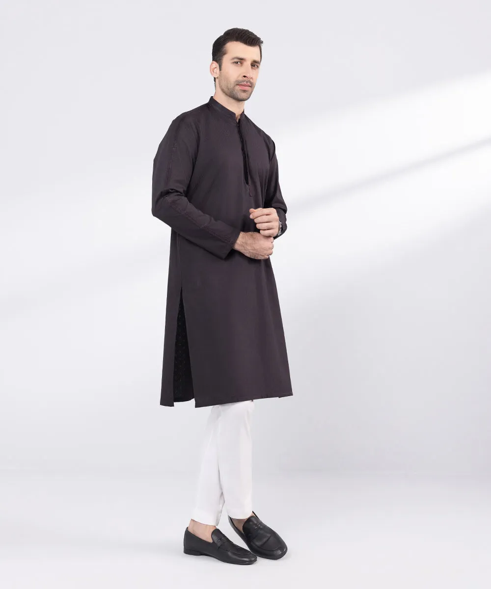 Embroidered Cotton Jacquard Kurta