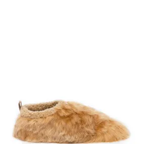 ETHICALLY AND CRUELTY FREE ALPACA SLIPPERS IN HONEY COLOUR