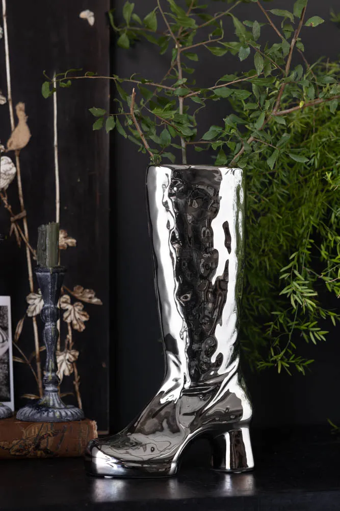 Fabulous Silver Chrome Boot Vase