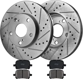 Front Brake Kit Rotors & Ceramic Brake Pads Replacement for Honda Acura