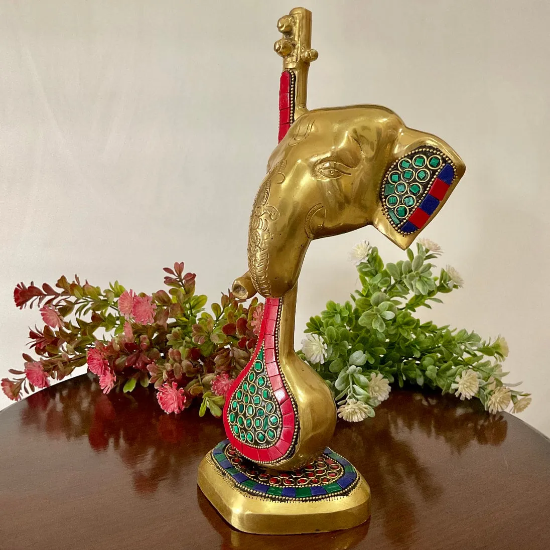 Ganesha With Veena Brass Idol - Ganpati Decorative Statue for Home Decor