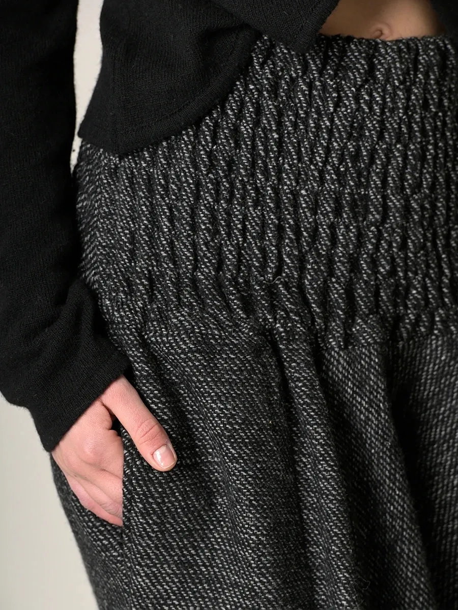 Grey Stripes Wool Harem Pants - Low Crotch