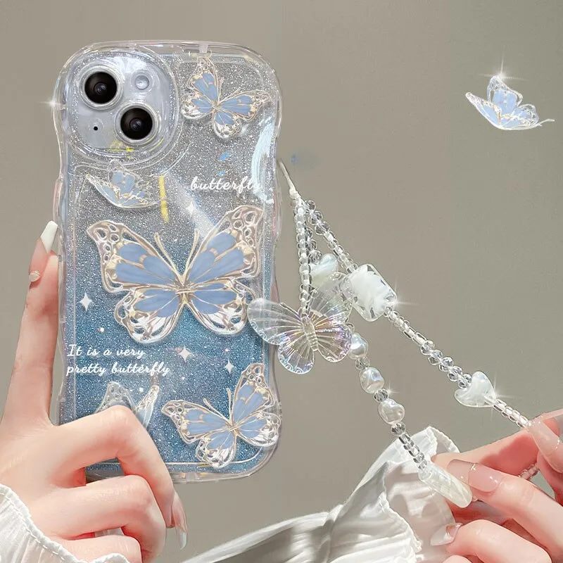 Kawaii Luxury Butterfly Glitter Clear iPhone Case