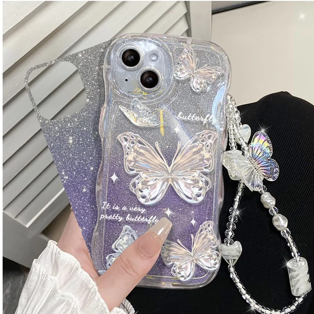 Kawaii Luxury Butterfly Glitter Clear iPhone Case