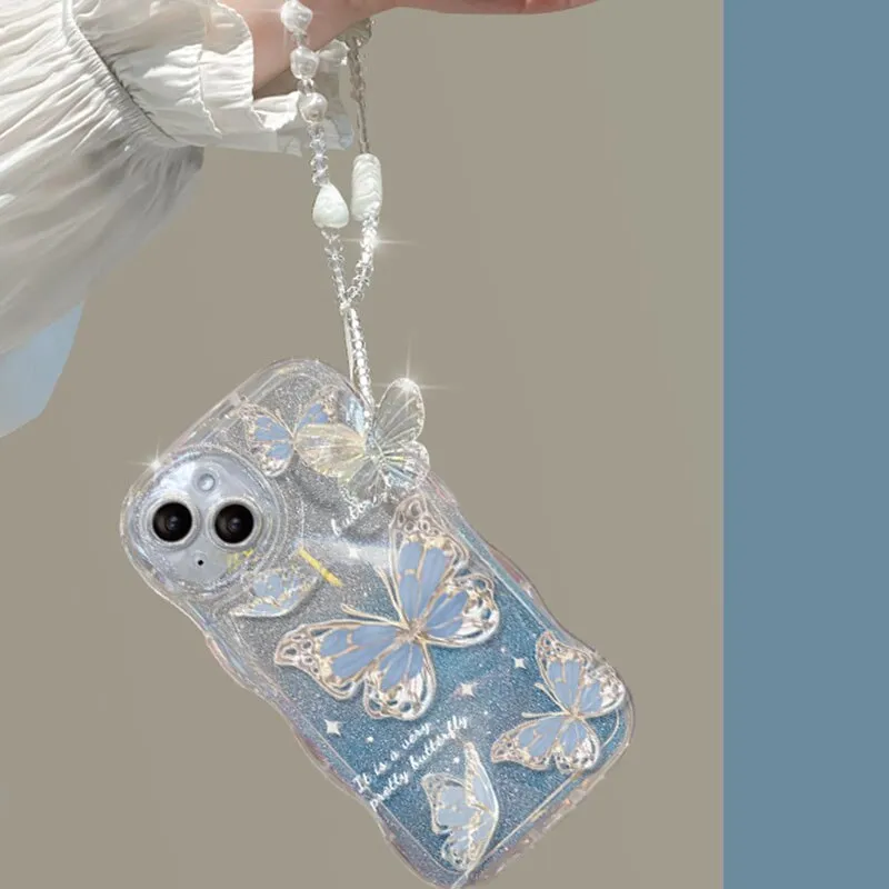 Kawaii Luxury Butterfly Glitter Clear iPhone Case