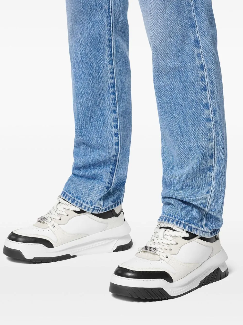 Leather sneakers with La Greca detail