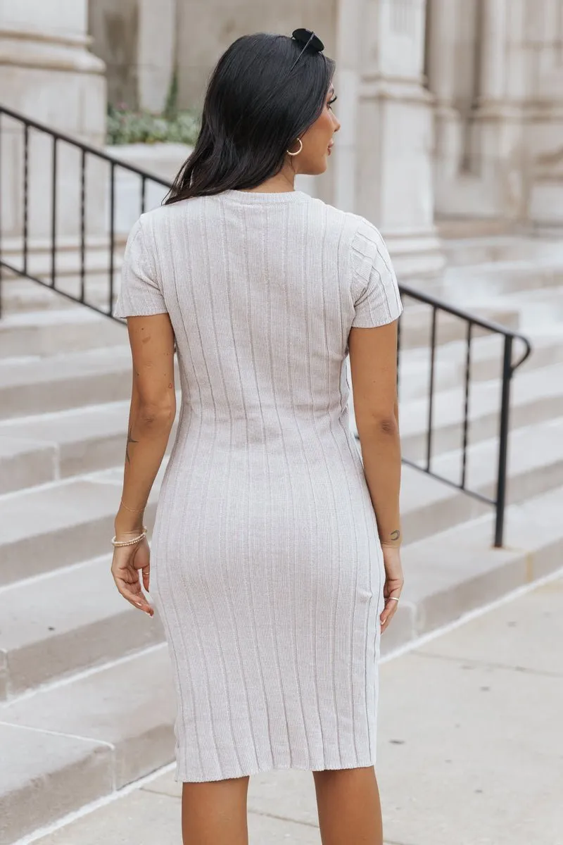 Light Grey Chenille Sweater Dress