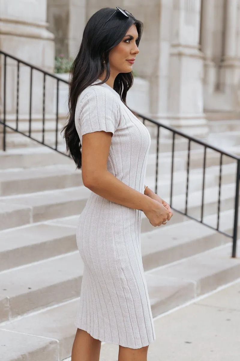 Light Grey Chenille Sweater Dress