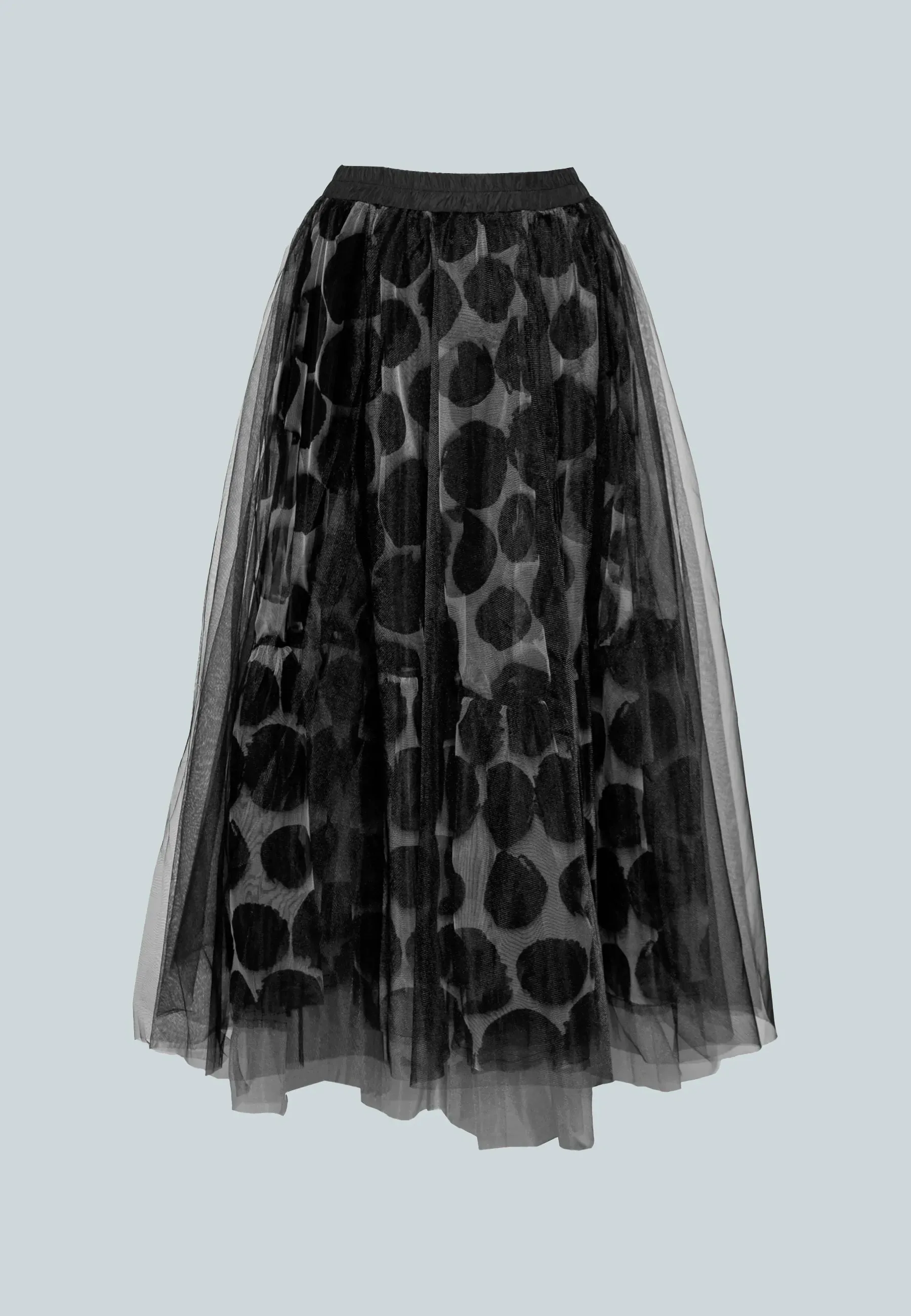 LUMEN Long, printed mesh tulle skirt