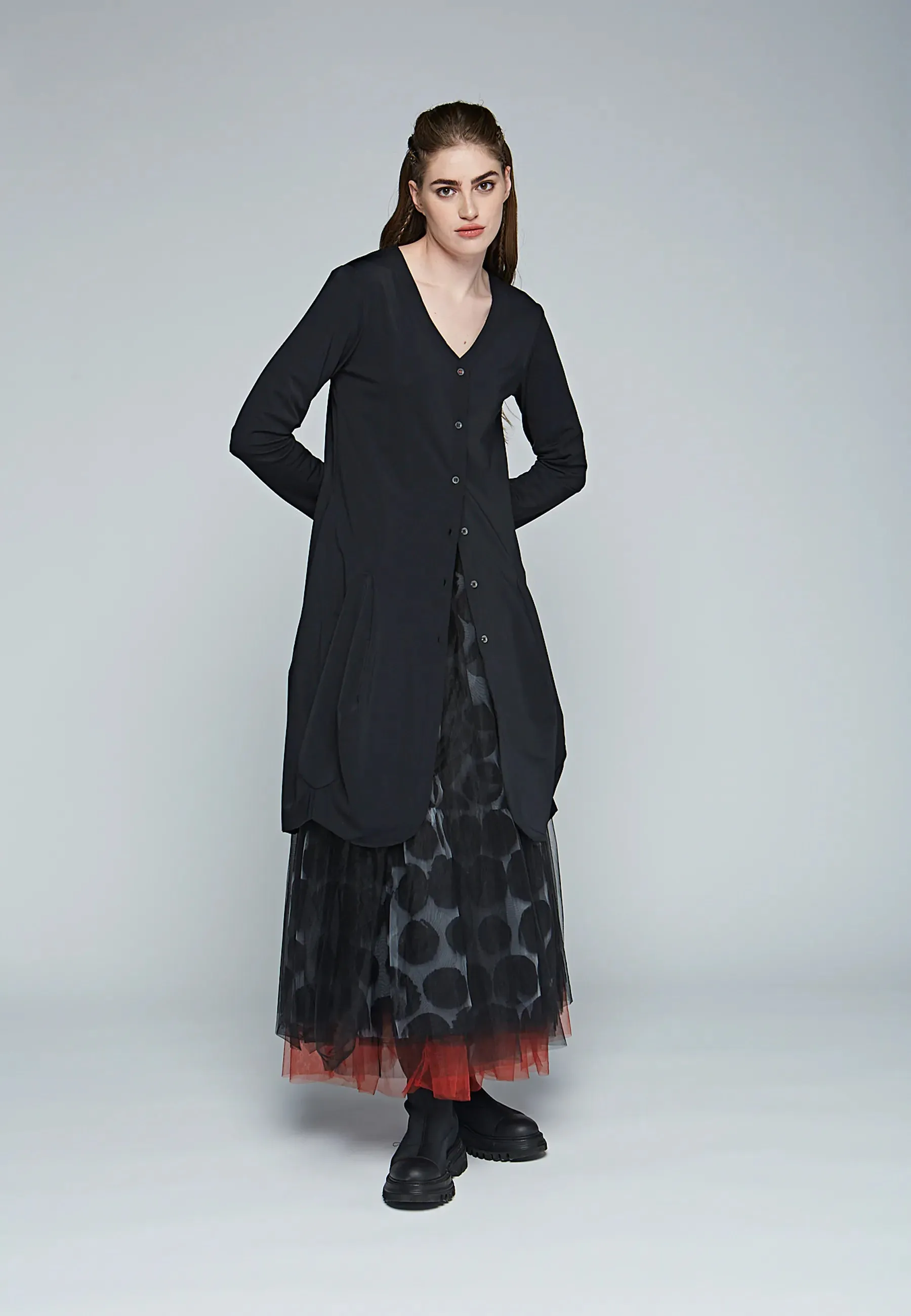 LUMEN Long, printed mesh tulle skirt