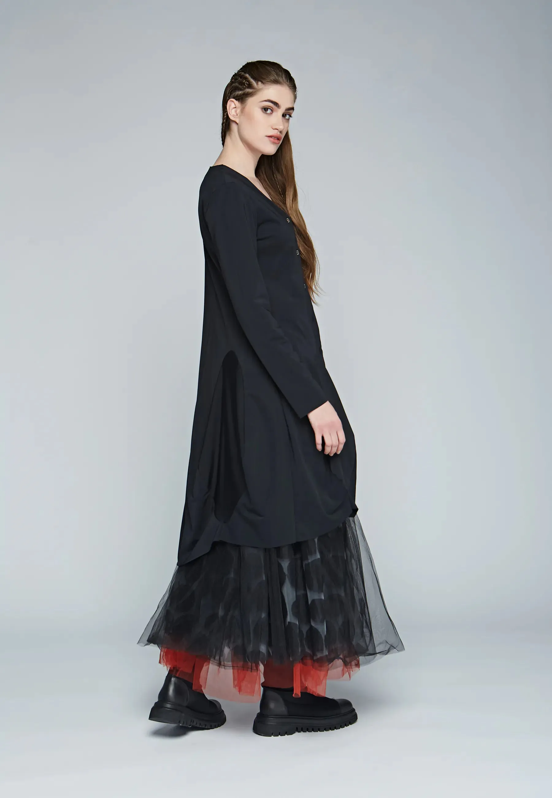 LUMEN Long, printed mesh tulle skirt