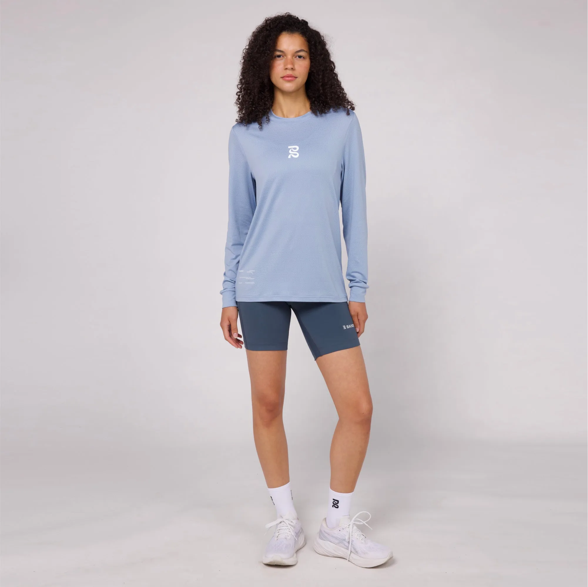 Micromesh™ "Geometry" Long Sleeve Tee - Unisex, Smokey Blue