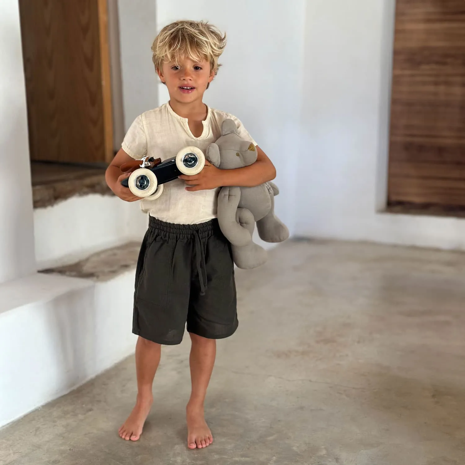 Nico Bermuda Shorts - Kids - TC Thai Cotton - S021 Dark Green Grey