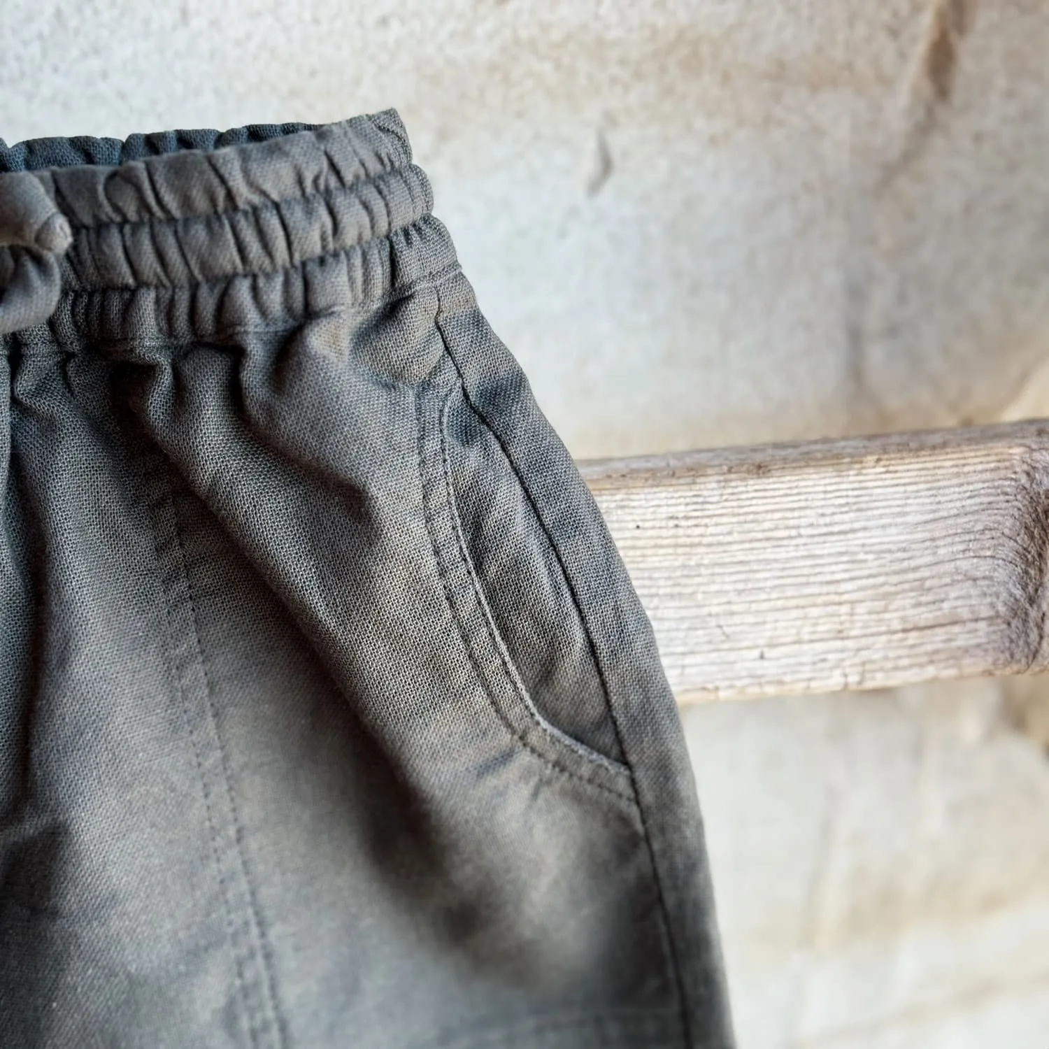 Nico Bermuda Shorts - Kids - TC Thai Cotton - S021 Dark Green Grey