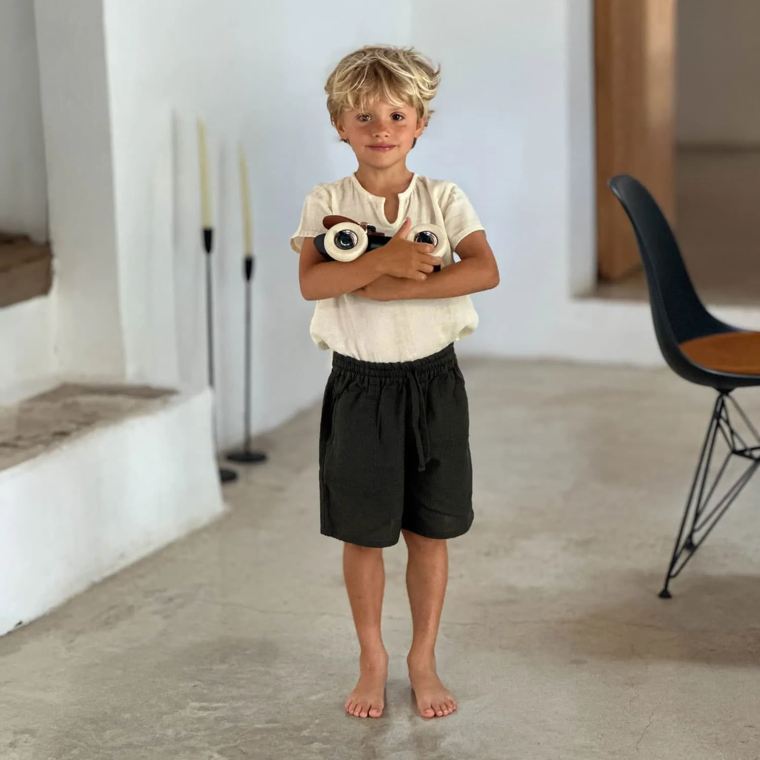 Nico Bermuda Shorts - Kids - TC Thai Cotton - S021 Dark Green Grey
