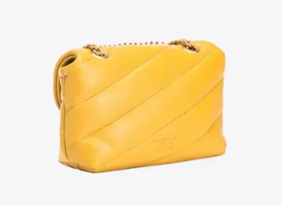 OCHRE YELLOW QUILTED LEATHER SHOULDER BAG